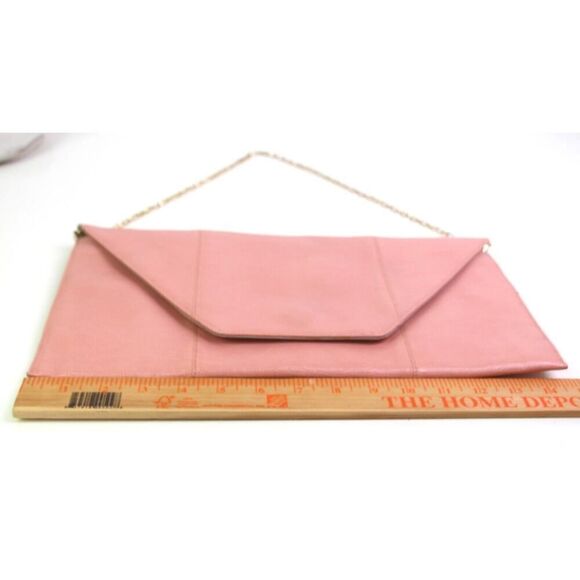 Halogen POWDER PINK REAL LEATHER CHAIN STRAP ENVELOP SHOULDER BAG HANDBAG CLUTCH - Picture 12 of 15